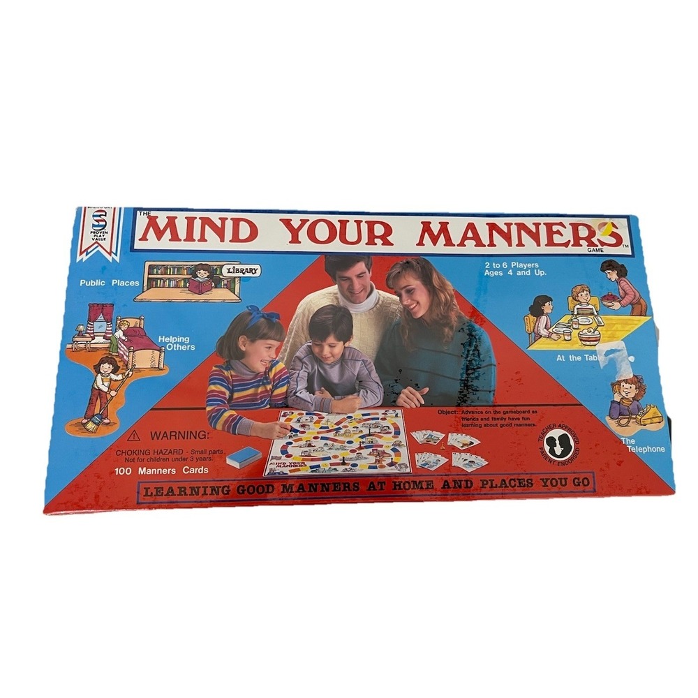 (b32/3)Vintage The Mind Your Manners Board Game (1987, Smethport) Complete